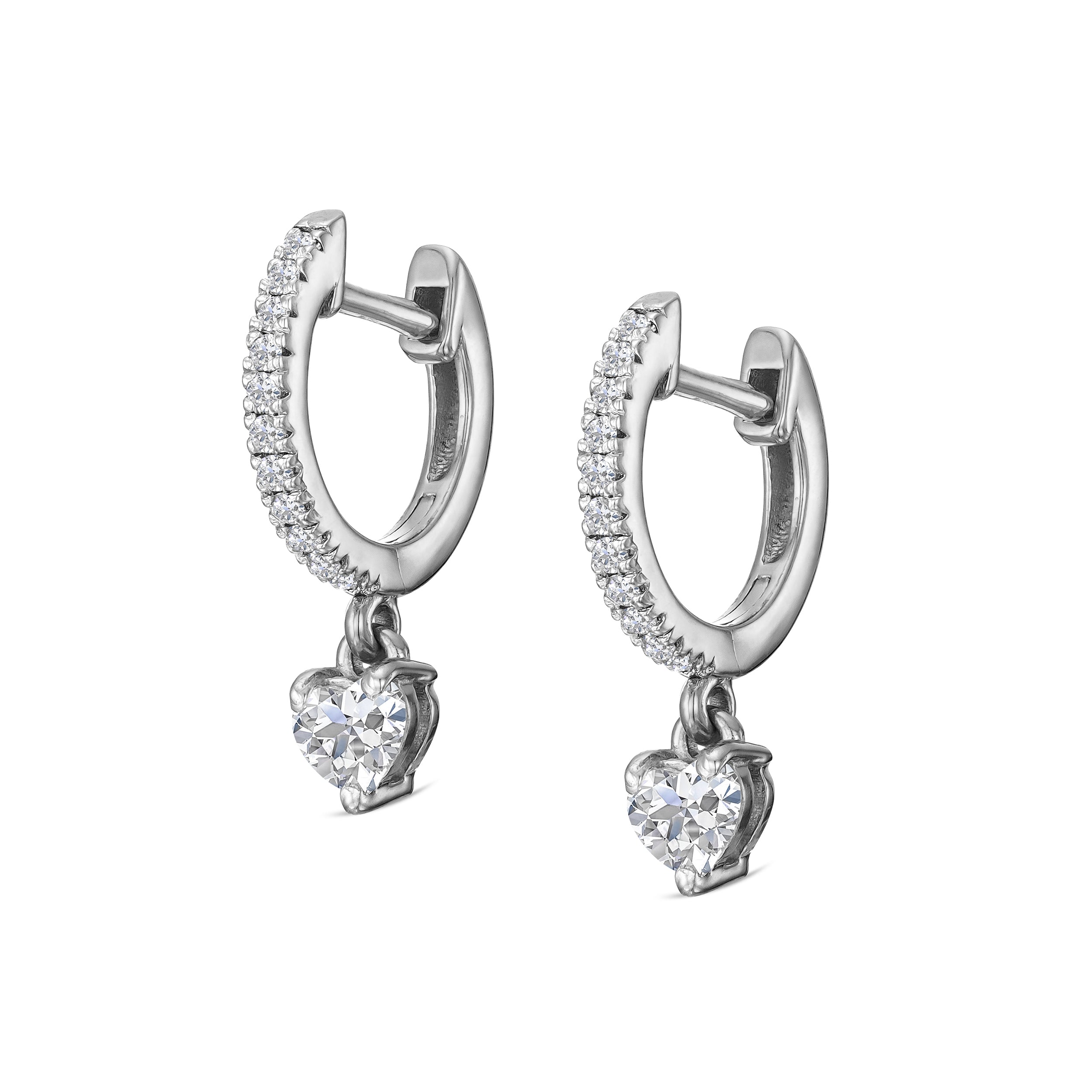 Stellato Heart Drop Hoop Earrings Lab Diamond 0.50ct in 925 Silver